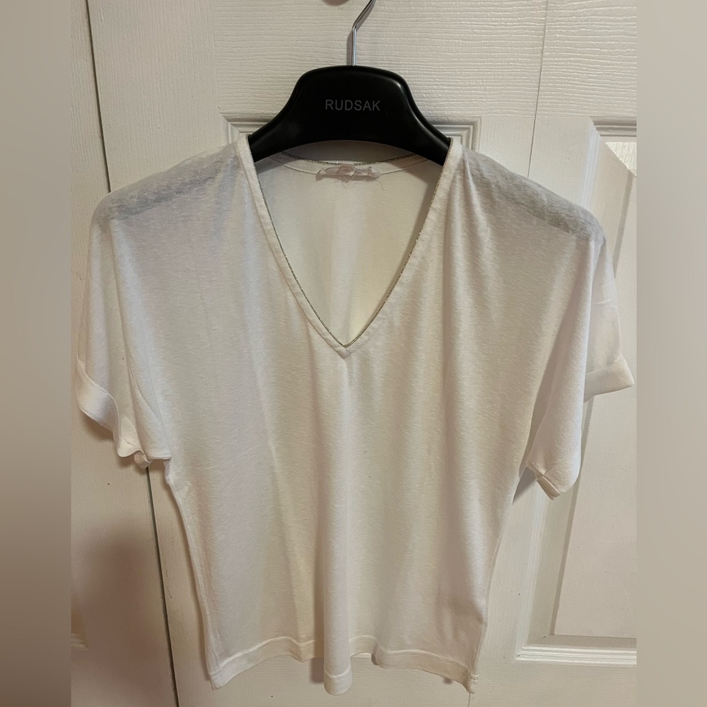 Women's White V-Neck oversize teeshirt